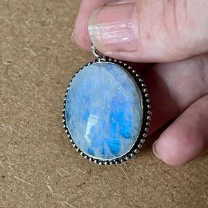 Elegant Flashy Blue Moonstone Pendant Necklace